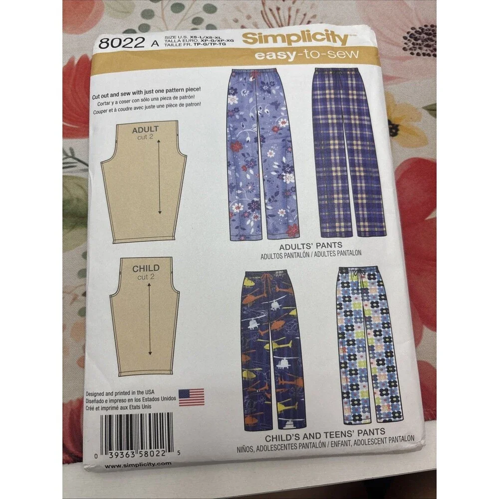 🌟🧵Simplicity Sewing Pattern 8022 Adult PJ Pants Sz XS-XL NEW UC🧵